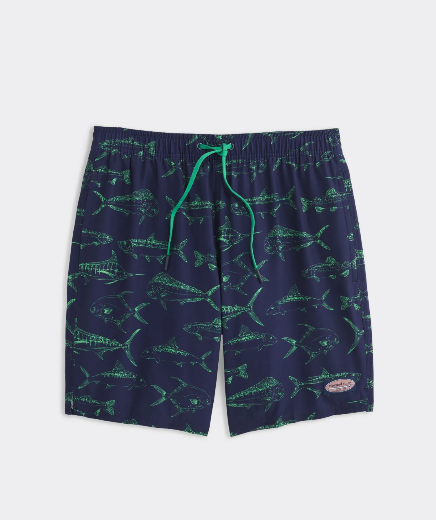 Swimwear<Vineyard Vines 7 Inch Printed Chappy Swim Trunks Outline Fish Navy