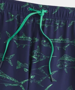 Swimwear<Vineyard Vines 7 Inch Printed Chappy Swim Trunks Outline Fish Navy