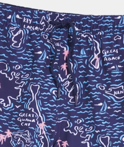 Swimwear<Vineyard Vines 7 Inch Printed Chappy Swim Trunks Isld Maps Naut Navy