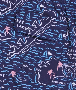 Swimwear<Vineyard Vines 7 Inch Printed Chappy Swim Trunks Isld Maps Naut Navy
