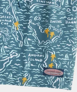 Swimwear<Vineyard Vines 7 Inch Printed Chappy Swim Trunks Isl Maps Mallrd Blue