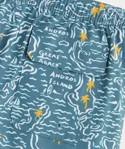 Swimwear<Vineyard Vines 7 Inch Printed Chappy Swim Trunks Isl Maps Mallrd Blue