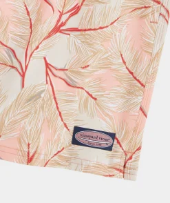 Swimwear<Vineyard Vines 7 Inch Printed Chappy Swim Trunks Pine Palms Pnk Blsh