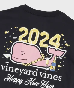 Tees<Vineyard Vines 2024 NYE Whale Long-Sleeve Tee Jet Black