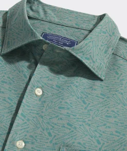 Button-Down Shirts<Vineyard Vines Abe Pieciak Fishing Lures Short-Sleeve Performance Shirt Lures Micro - Sage Olive
