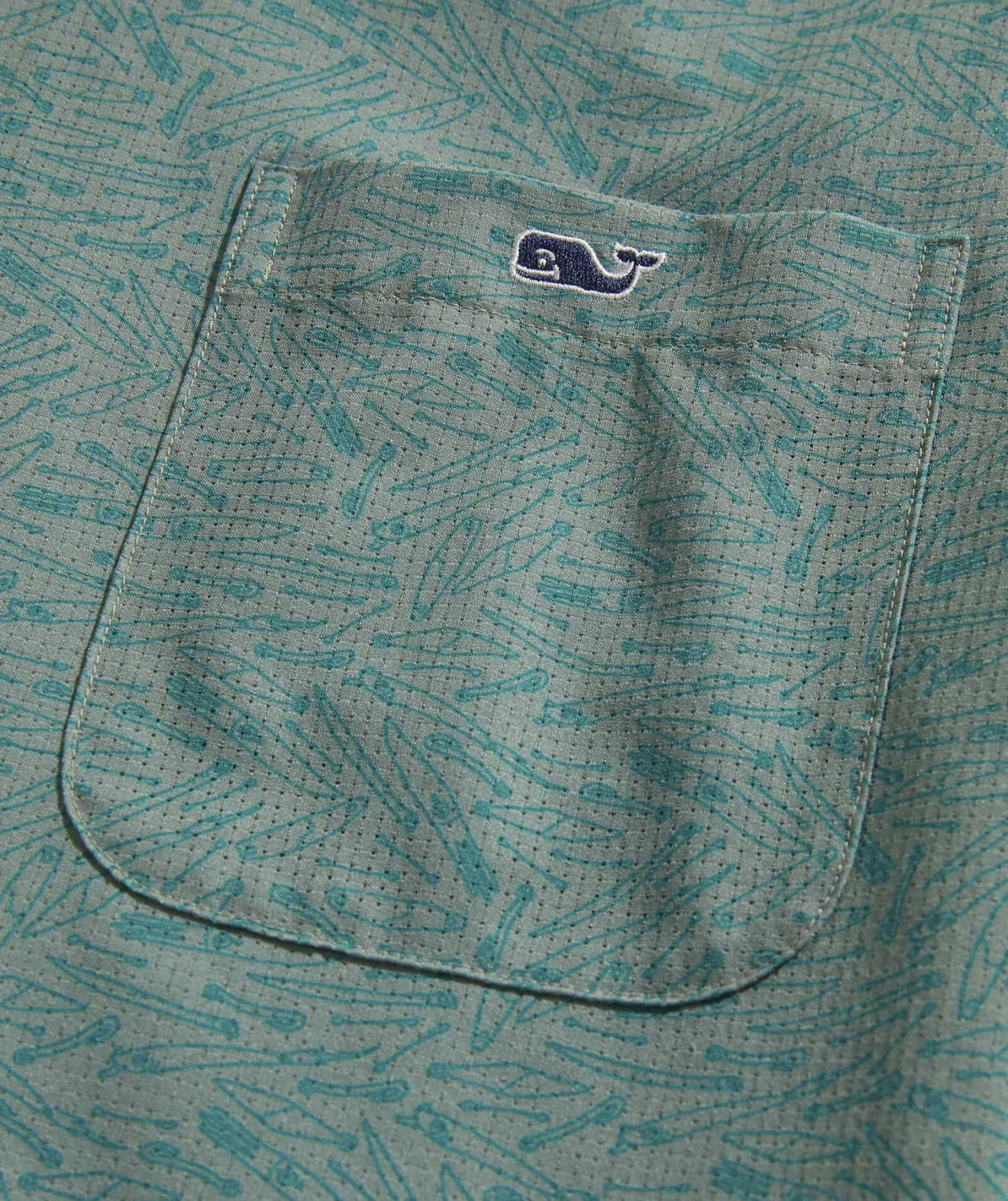 Button-Down Shirts<Vineyard Vines Abe Pieciak Fishing Lures Short-Sleeve Performance Shirt Lures Micro - Sage Olive