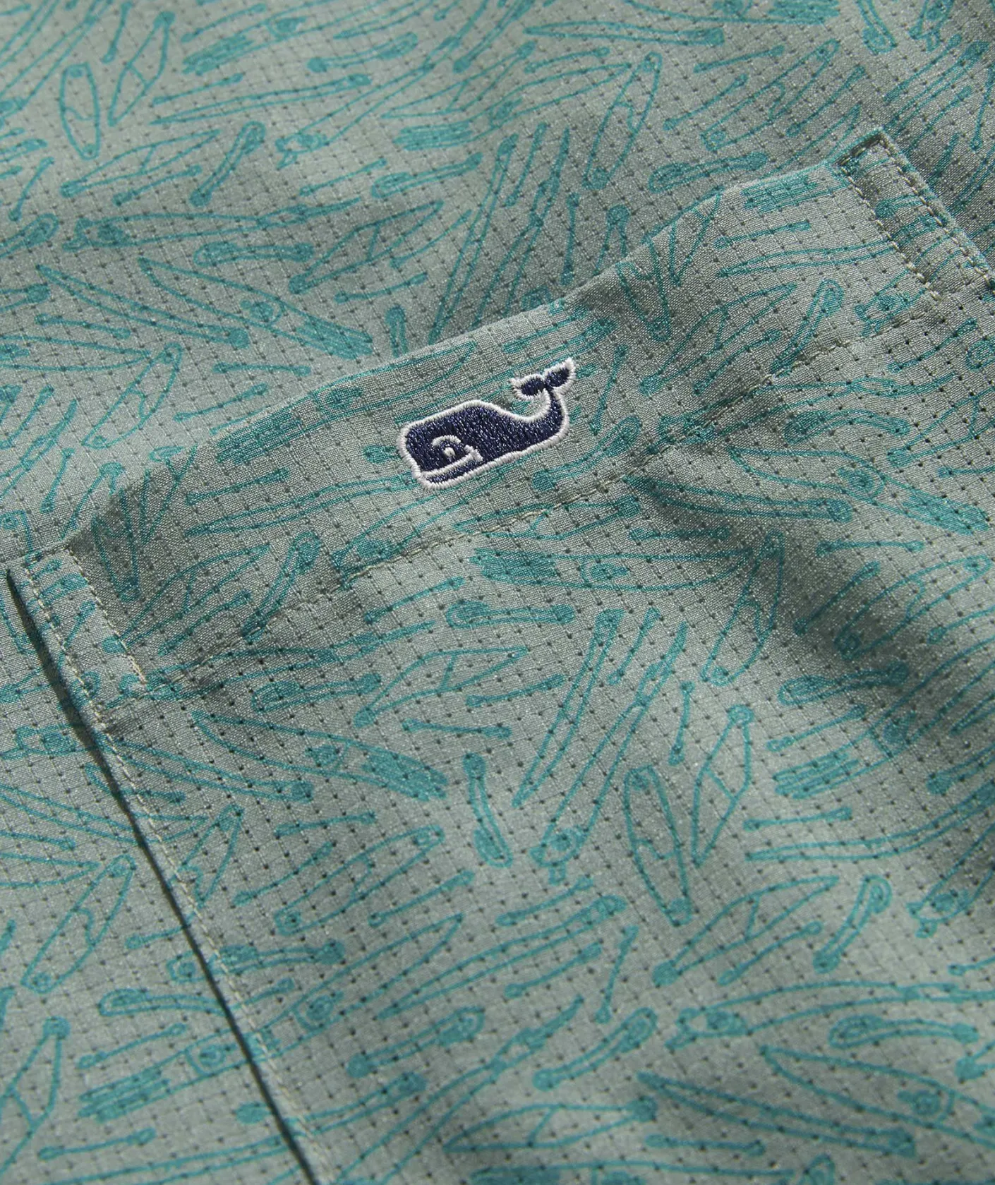 Button-Down Shirts<Vineyard Vines Abe Pieciak Fishing Lures Short-Sleeve Performance Shirt Lures Micro - Sage Olive