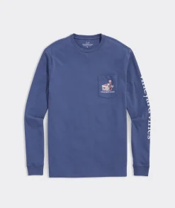 Tees<Vineyard Vines Après Ski Whale Long-Sleeve Pocket Tee Moonshine