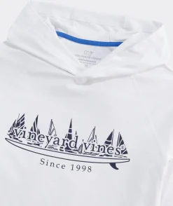 Tees<Vineyard Vines Boat Parade Surf Logo Long-Sleeve Harbor Performance Tee White Cap