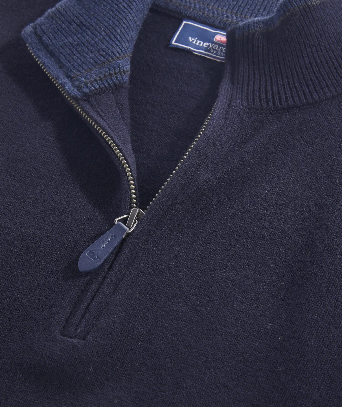 Sweaters<Vineyard Vines Boathouse Tipped Quarter-Zip Nautical Navy
