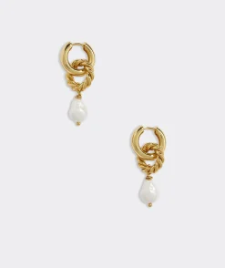 Jewelry<Vineyard Vines Bow Pearl Earrings Metallic Check-Black