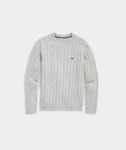 Sweaters<Vineyard Vines Boys’ Cotton Cashmere Cable Crewneck Sweater Green Meadow