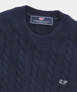 Sweaters<Vineyard Vines Boys’ Cotton Cashmere Cable Crewneck Sweater Wild Lime