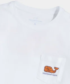 Tees<Vineyard Vines Boys' Basketball Whale Short-Sleeve Pocket Tee White Cap