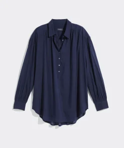 Kids|Button-Down Shirts<Vineyard Vines Boys' Cotton Short-Sleeve Cabana Shirt Sea Icn Naut Navy