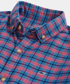 Button-Down Shirts<Vineyard Vines Boys' Cotton Twill Plaid Shirt Pld Cocktail Sauce