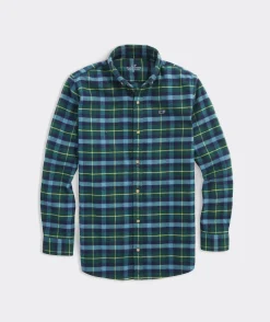 Button-Down Shirts<Vineyard Vines Boys' Cotton Twill Plaid Shirt Pld Nautical Navy