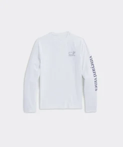 Swim & Rashguards|Tees<Vineyard Vines Boys' Fish Hook Whale Long-Sleeve Harbor Performance Tee Hull Blue Heather
