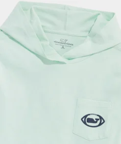 Tees<Vineyard Vines Boys' Football Whale Dot Long-Sleeve Hoodie Tee Grey Heather