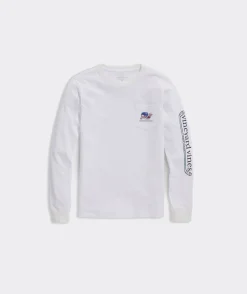 Tees<Vineyard Vines Boys' Football Whale Long-Sleeve Tee Nautical Navy