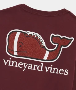 Tees<Vineyard Vines Boys' Football Whale Long-Sleeve Pocket Tee Grey Heather