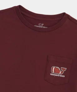 Tees<Vineyard Vines Boys' Football Whale Long-Sleeve Pocket Tee Grey Heather
