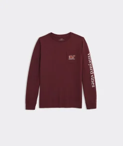 Tees<Vineyard Vines Boys' Football Whale Long-Sleeve Pocket Tee Grey Heather