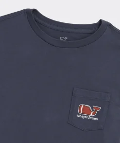 Tees<Vineyard Vines Boys' Heathered Two-Toned Whale Long-Sleeve Pocket Tee Blue Blazer Hthr