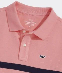 Polos<Vineyard Vines Boys' Heritage Stripe Pique Polo Nautical Navy