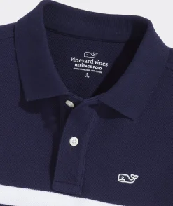 Polos<Vineyard Vines Boys' Heritage Tipped Pique Polo Red Velvet