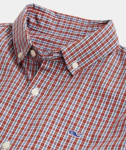 Button-Down Shirts<Vineyard Vines Boys' Lightweight On-The-Go Plaid Shirt Sailors Red