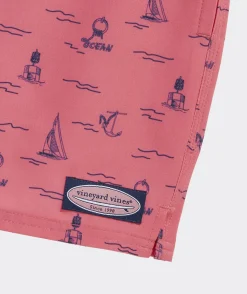 Swim & Rashguards<Vineyard Vines Boys' Printed Chappy Trunks Sea Life Navy