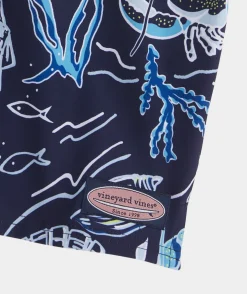 Swim & Rashguards<Vineyard Vines Boys' Printed Chappy Trunks Whale Naut Navy