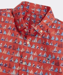 Button-Down Shirts<Vineyard Vines Boys' Stretch Flannel Check Shirt Chk Sailors Red