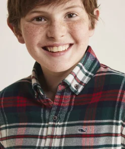 Button-Down Shirts<Vineyard Vines Boys' Stretch Flannel Tartan Shirt Red Velvet 2