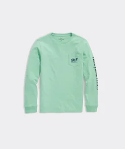 Tees<Vineyard Vines Boys' Vintage Whale Garment-Dyed Long-Sleeve Pocket Tee Gray Harbor