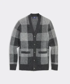 Sweaters<Vineyard Vines Buffalo Check V-Neck Cardigan Charcoal Heather