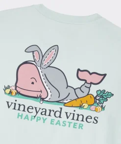 Tees<Vineyard Vines Bunny Suit Whale Long-Sleeve Pocket Tee Bleached Aqua