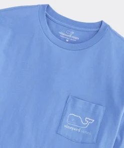 Tees<Vineyard Vines Burgee Vintage Whale Long-Sleeve Pocket Tee Hull Blue