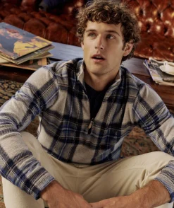 Quarter-Zips|Sweatpants & Sweatshirts<Vineyard Vines Calmwater Quarter-Zip Stone Plaid