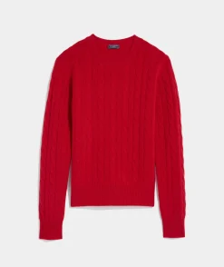 Sweaters<Vineyard Vines Cashmere Classic Cable Crewneck Sweater Crimson