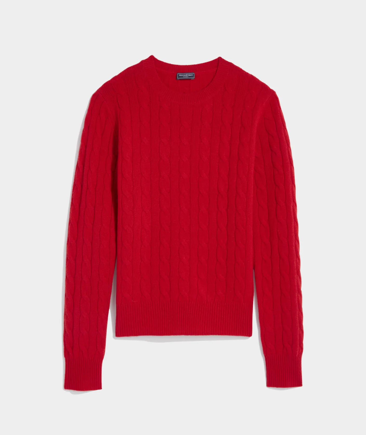 Sweaters<Vineyard Vines Cashmere Classic Cable Crewneck Sweater Crimson