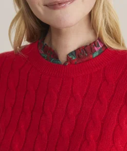 Sweaters<Vineyard Vines Cashmere Classic Cable Crewneck Sweater Crimson