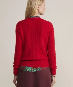 Sweaters<Vineyard Vines Cashmere Classic Cable Crewneck Sweater Crimson