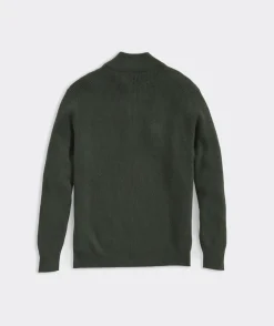 Quarter-Zips<Vineyard Vines Cashmere Fisherman Rib Quarter-Zip Sweater Forest Olive