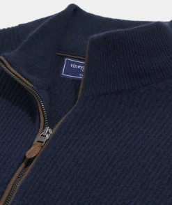 Quarter-Zips<Vineyard Vines Cashmere Fisherman Rib Quarter-Zip Sweater Nautical Navy