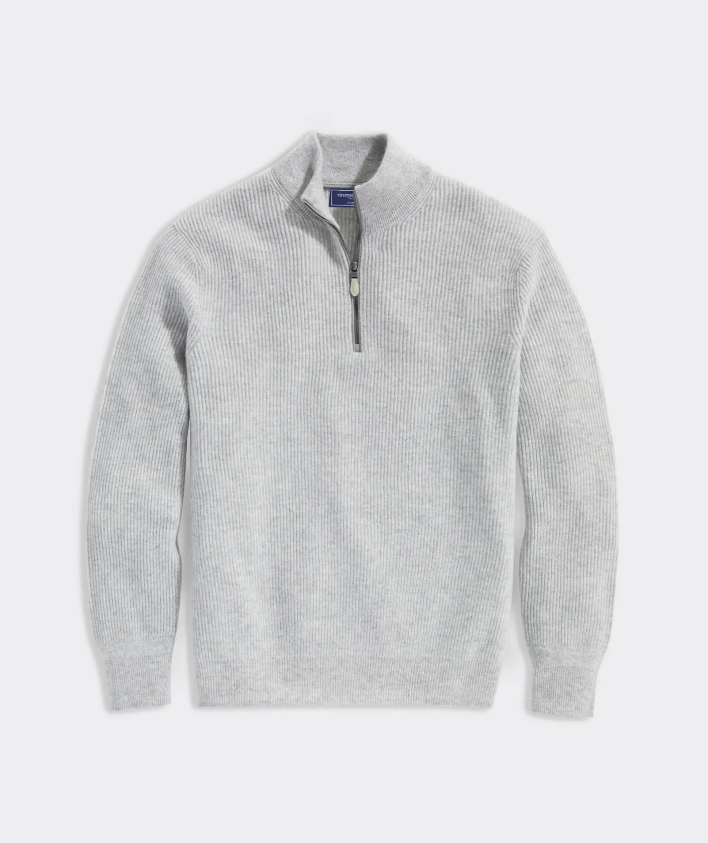 Quarter-Zips<Vineyard Vines Cashmere Fisherman Rib Quarter-Zip Sweater Light Gray Heather