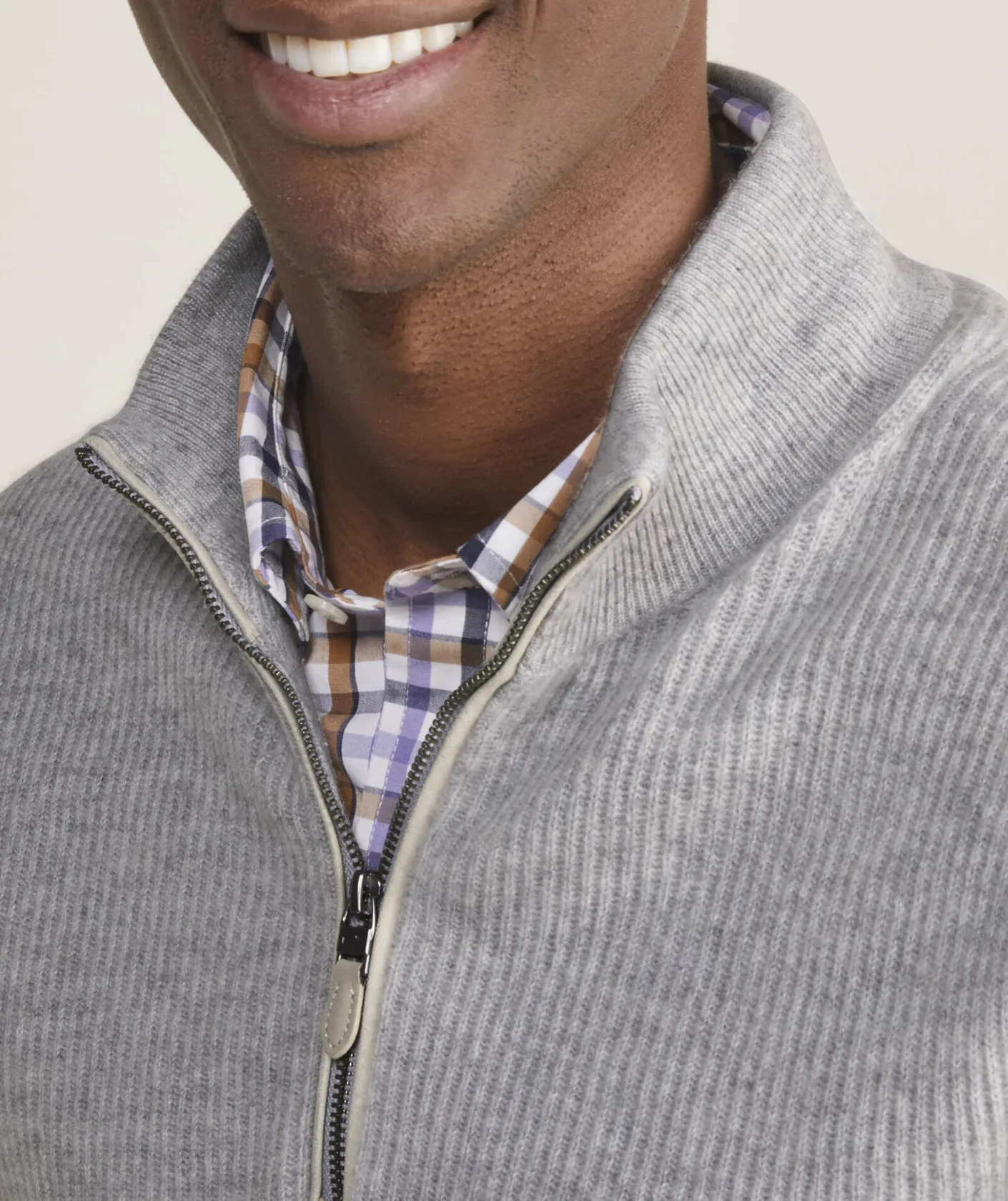 Quarter-Zips<Vineyard Vines Cashmere Fisherman Rib Quarter-Zip Sweater Light Gray Heather