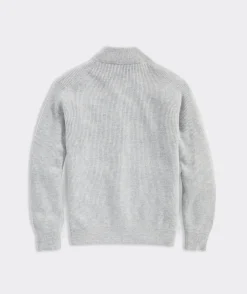 Quarter-Zips<Vineyard Vines Cashmere Fisherman Rib Quarter-Zip Sweater Light Gray Heather