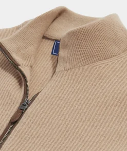 Quarter-Zips<Vineyard Vines Cashmere Fisherman Rib Quarter-Zip Sweater Camel